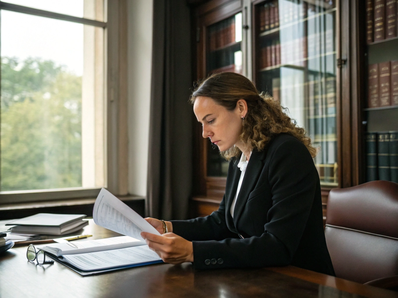 Professional legal advocate in a sunlit office